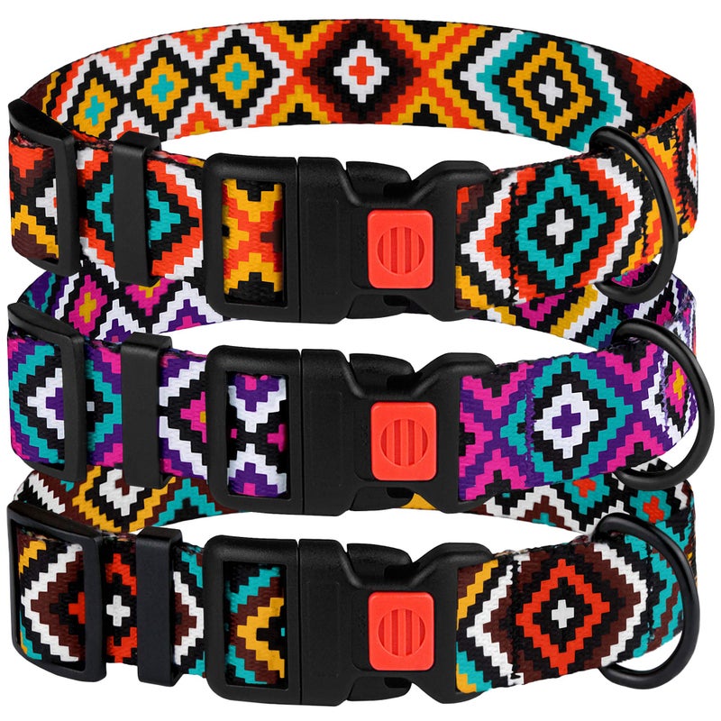 CollarDirect Nylon Dog Collar Aztec Geometric Pattern Tribal Magenta 10-13 inch - Image 1